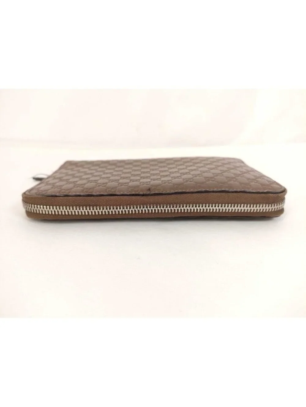 Gucci Wallet Micro Guccissima Travel Document Case Brown Leather Zip Around - Picture 6 of 9